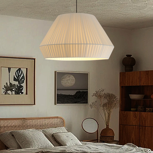 中古风餐厅吊灯侘寂风客厅卧室民宿灯手工编织布编灯具布艺吊灯罩