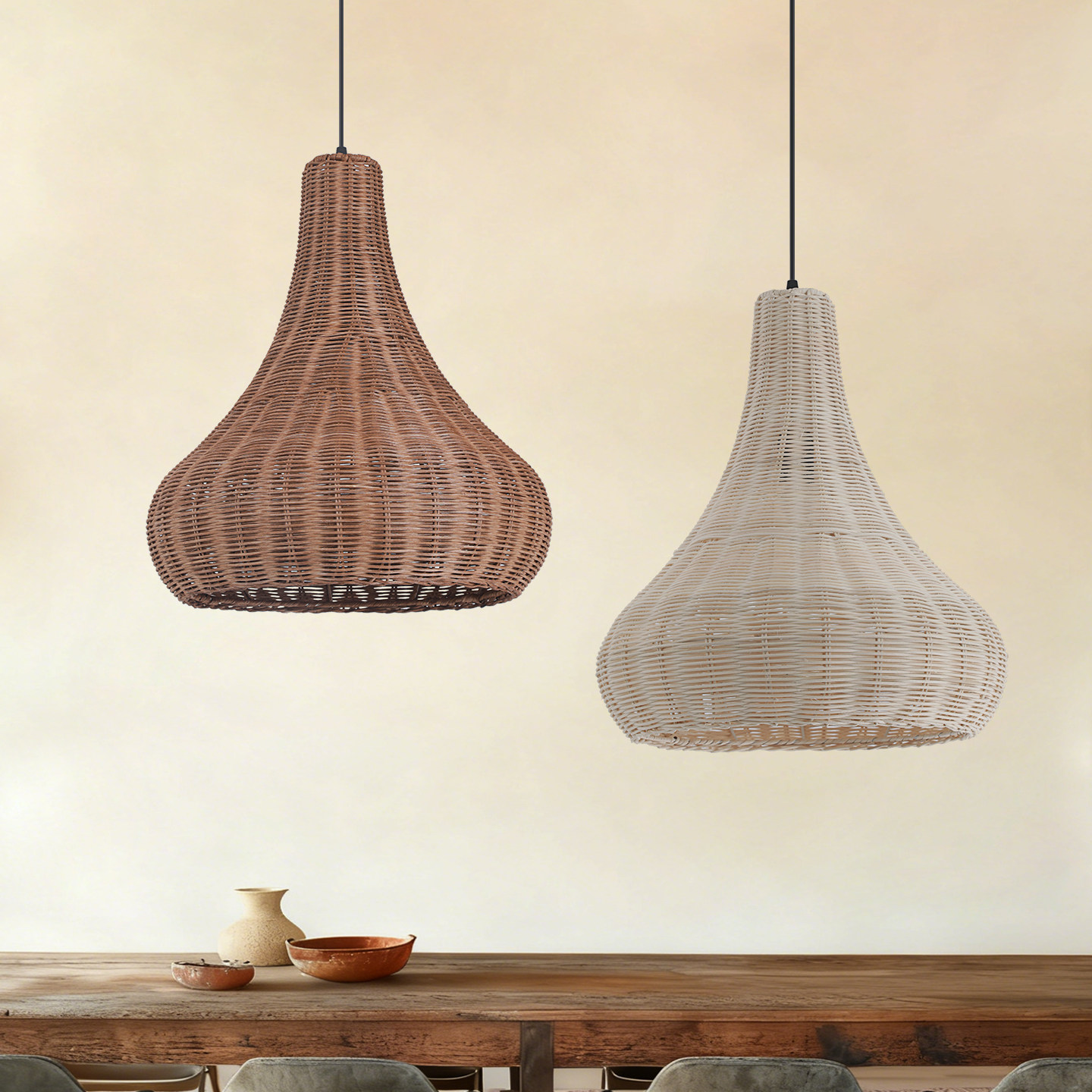 侘寂风藤编吊灯餐厅灯具编织灯罩原木色日式客厅装饰灯民宿藤编灯,家装灯饰光源,餐厅吊灯,淘宝优惠券,粉丝福利购,淘宝优惠卷