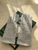 韩国大颗水钻宝石戒指手套女冬保暖双层加绒加厚触屏气质防寒ins