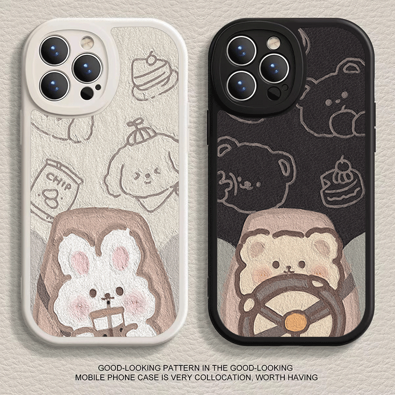 开车小熊小兔适用iphone15手机壳苹果14promax情侣13可爱12mini卡通11小羊皮17/xr油画16软壳8plus全包7/6套,3C数码配件,手机保护套/壳,淘宝优惠券,粉丝福利购,淘宝优惠卷