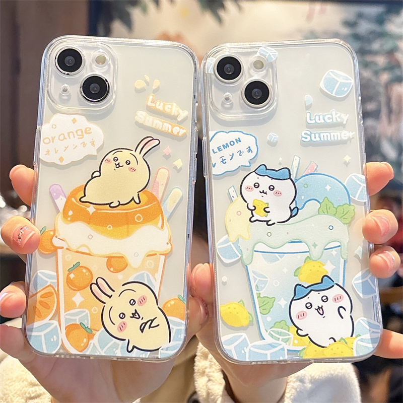 饮料chiikawa适用苹果16promax手机壳iphone15乌萨奇14plus新款13小八12mini夏天11果汁xs情侣xr软壳8/7/6套