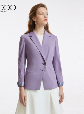 G2000女装舒适透气春秋新款商场同款紫色柔软垂感休闲西装外套