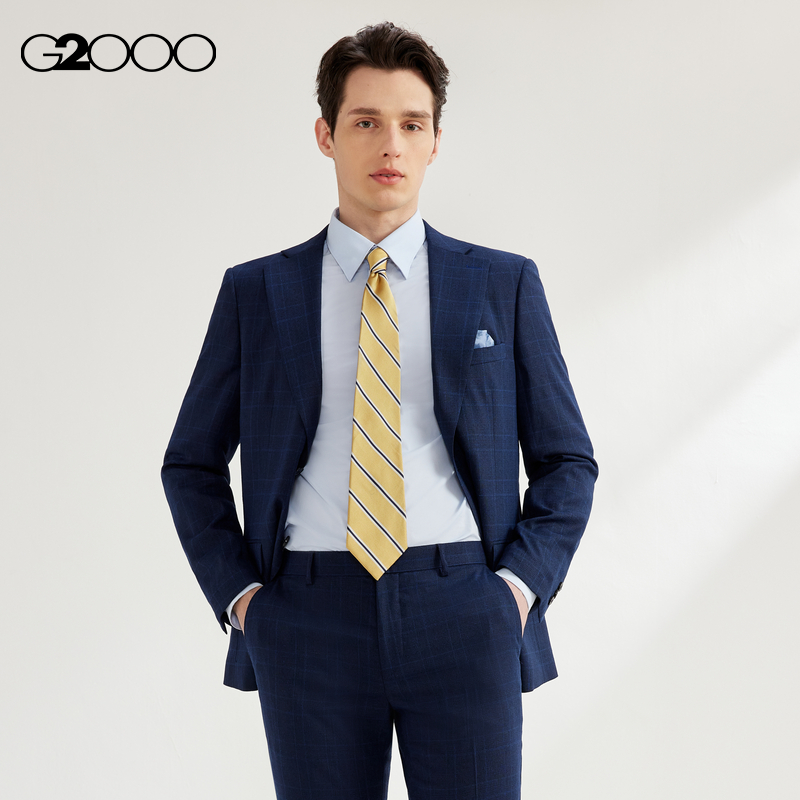 【舒适弹性】G2000男装2025商场同款高级感弹性格纹正装西服