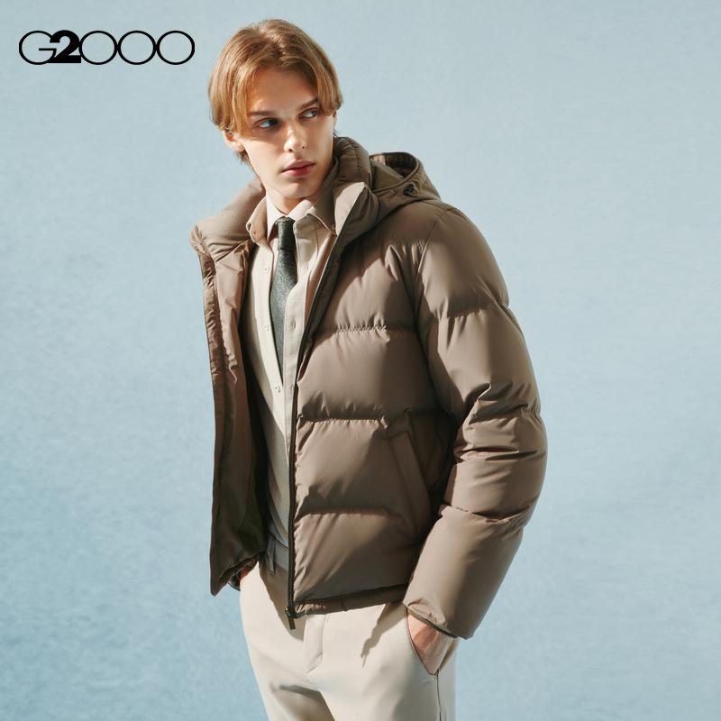 【防泼水/商场新款】G2000男装2025可拆帽可机洗保暖时尚羽绒服