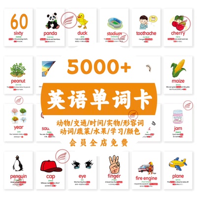 英语单词卡片电子版幼儿童学习小学英语早教启蒙闪卡记忆教具