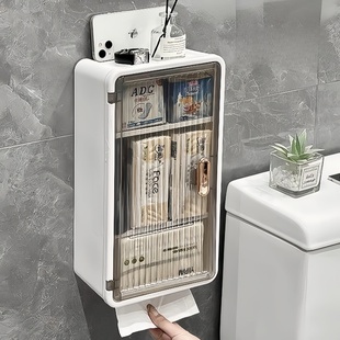 日本卫生间厕纸盒2025新款免打孔壁挂式防水厕所卫生纸专用置物架