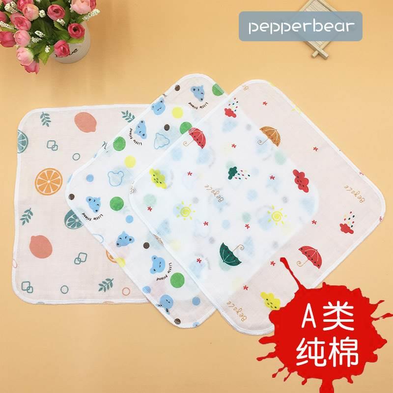 6条装纱布棉口水巾婴儿薄款小手帕新生儿薄款洗脸巾宝宝方巾A类