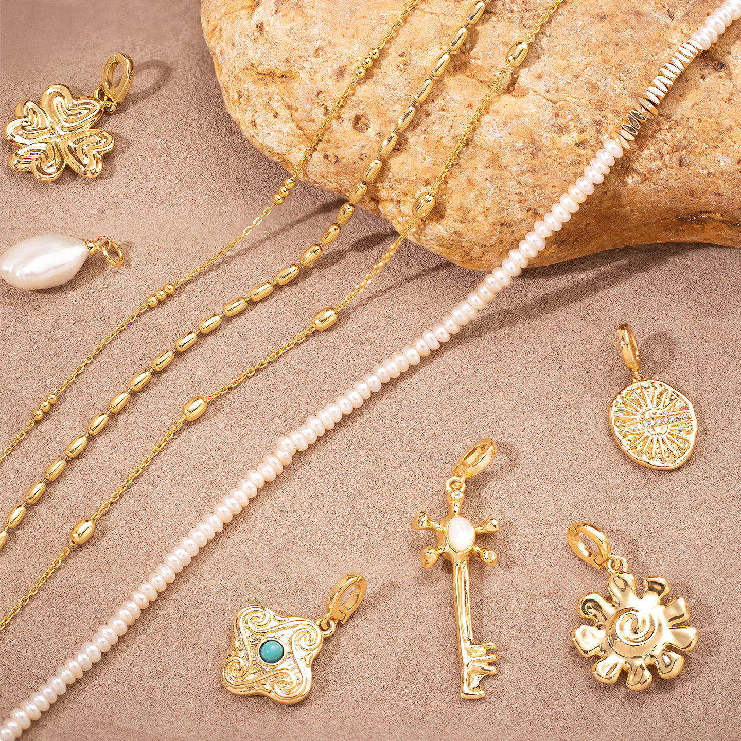 【Nicole老爷推荐】莓拉摩登部落系列四叶草/巴洛克珍珠DIY吊坠