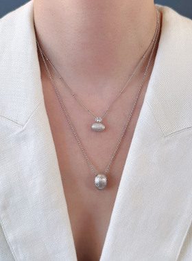 莓拉「绒丸」秋冬气质款银色拉丝项链天鹅颈搭配颈链圣诞礼物