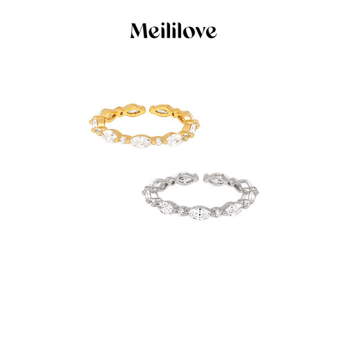 meililove/莓拉「星轨」马眼素圈女款叠戴开口戒生日礼物戒指尾戒