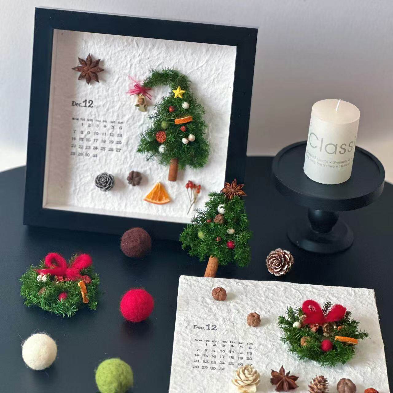 圣诞节diy干花永生花相框装饰品