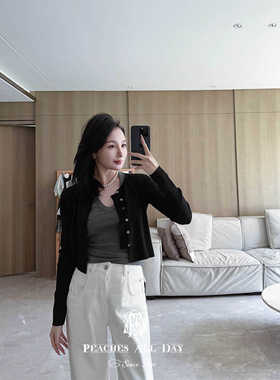 PEACHES ALL DAY细节满满高弹两穿万能空调房针织纸片人显瘦开衫