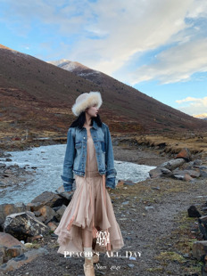 PEACHES ALL DAY落跑人鱼 du家烟粉仙女度假纱裙鱼尾飘逸连衣裙女