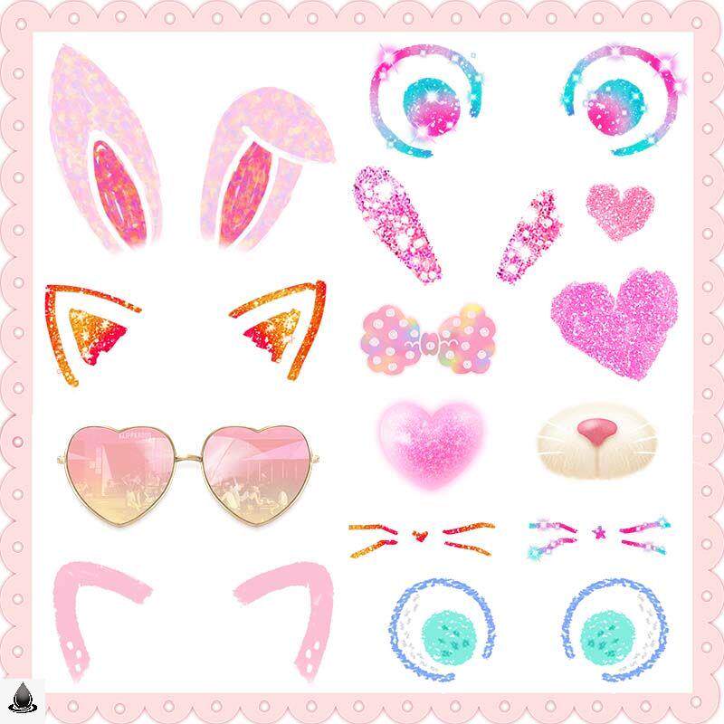 36款可爱卡通动物自拍耳朵鼻子胡须照片装饰png免抠透明设计素材