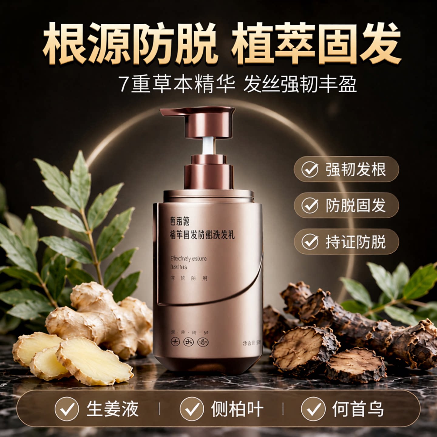 芭思蔻防脱洗发水生姜液侧柏叶防脱固发何首乌强韧发根官方旗舰店