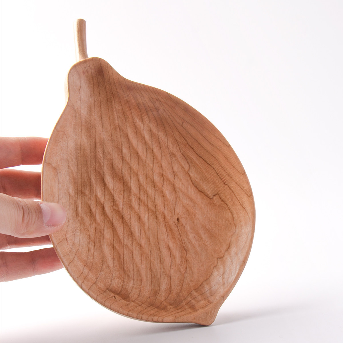 oakliving实木柠檬造型果盘手工创意家用水果盘带手柄茶点盘餐具