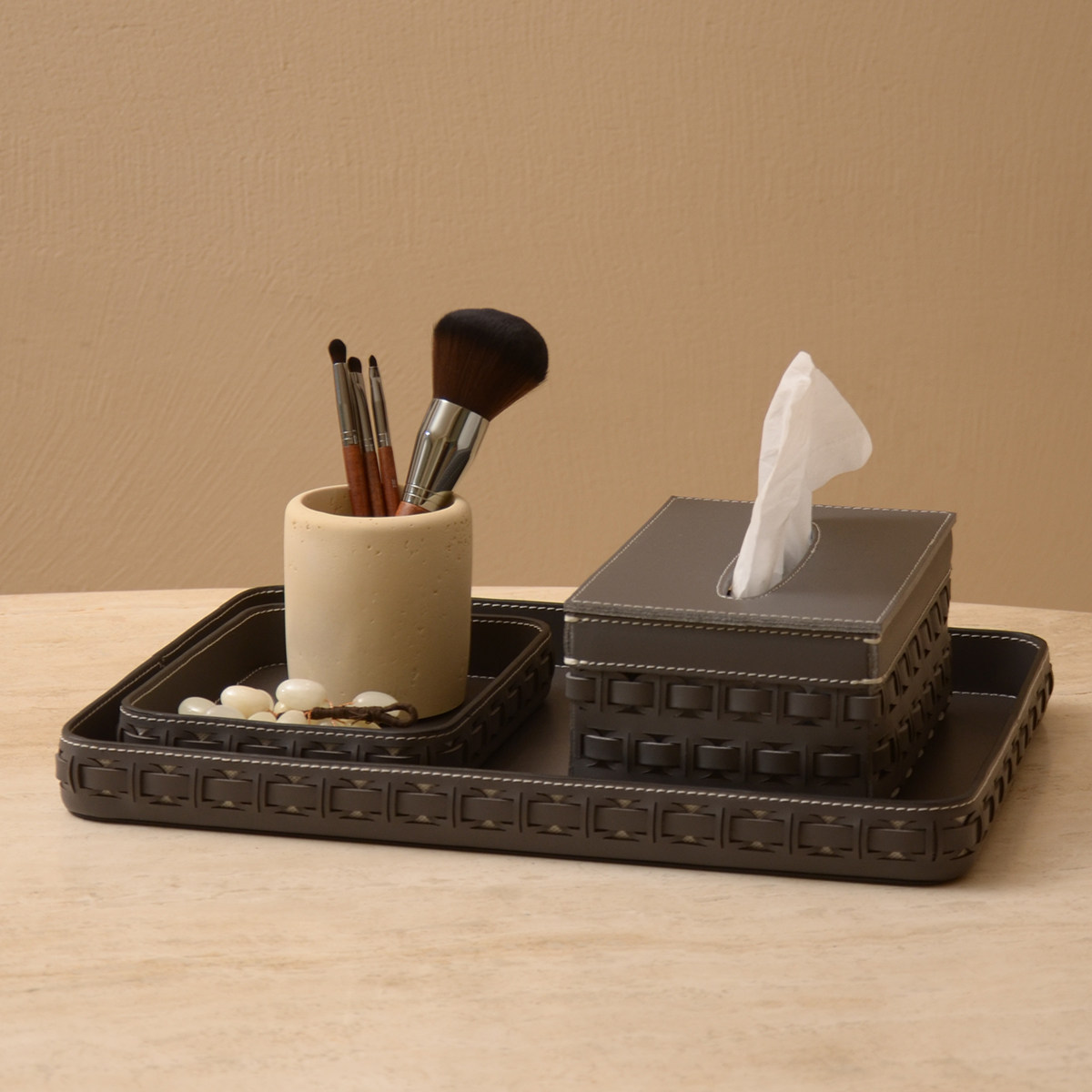 oakliving法式轻奢高级马鞍皮纸巾盒编织抽纸盒香薰托盘茶几摆件,收纳整理,纸巾盒,淘宝优惠券,粉丝福利购,淘宝优惠卷