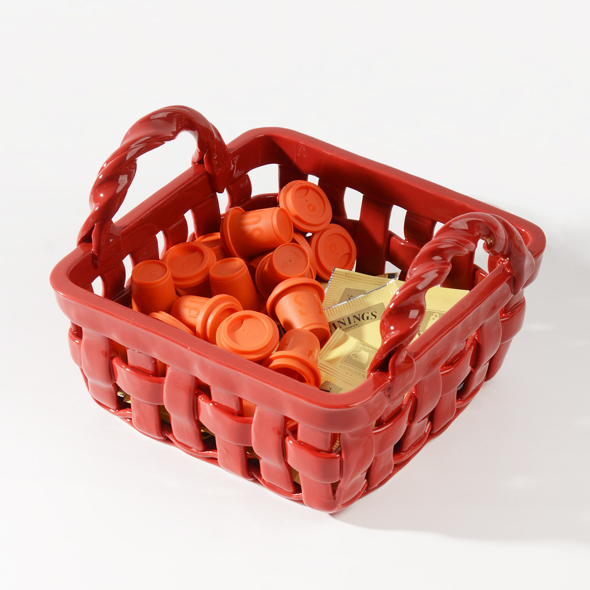 oakliving陶瓷编织篮带提手家用手工编织水果篮收纳杂物厨房装饰,收纳整理,其他收纳篮,淘宝优惠券,粉丝福利购,淘宝优惠卷