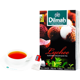 斯里兰卡进口Dilmah迪尔玛 荔枝红茶20包 简装果味锡兰红茶袋泡茶