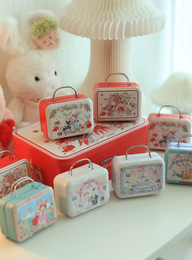 创意迷你手提包喜糖盒可爱卡通小兔图案铁盒婚礼婚庆糖果盒收纳盒