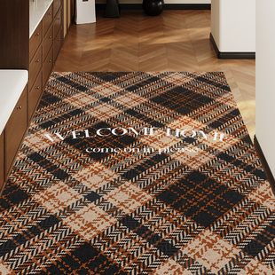 丝圈入户门垫进门脚垫法式 美拉德复古门口地垫可裁剪玄关地毯定制