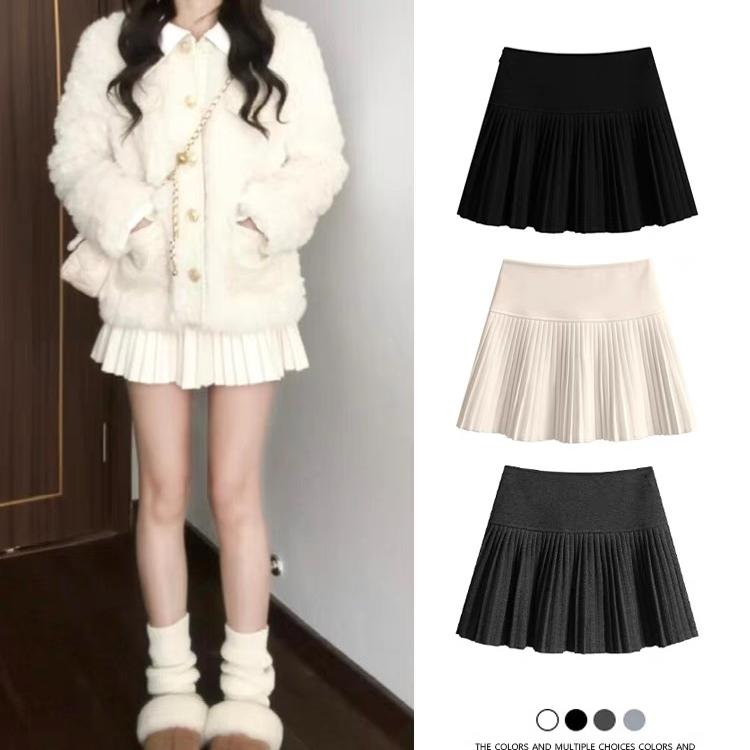 毛呢百褶裙女春秋季2025新款高腰性感辣妹jk短裙小个子a字半身裙