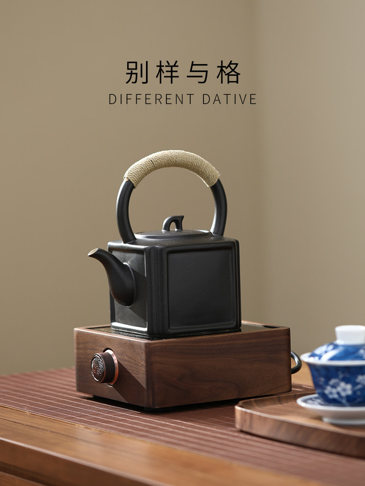 家用耐热陶瓷烧水壶黑陶煮水茶壶电陶炉功夫茶具明火陶瓷提梁壶