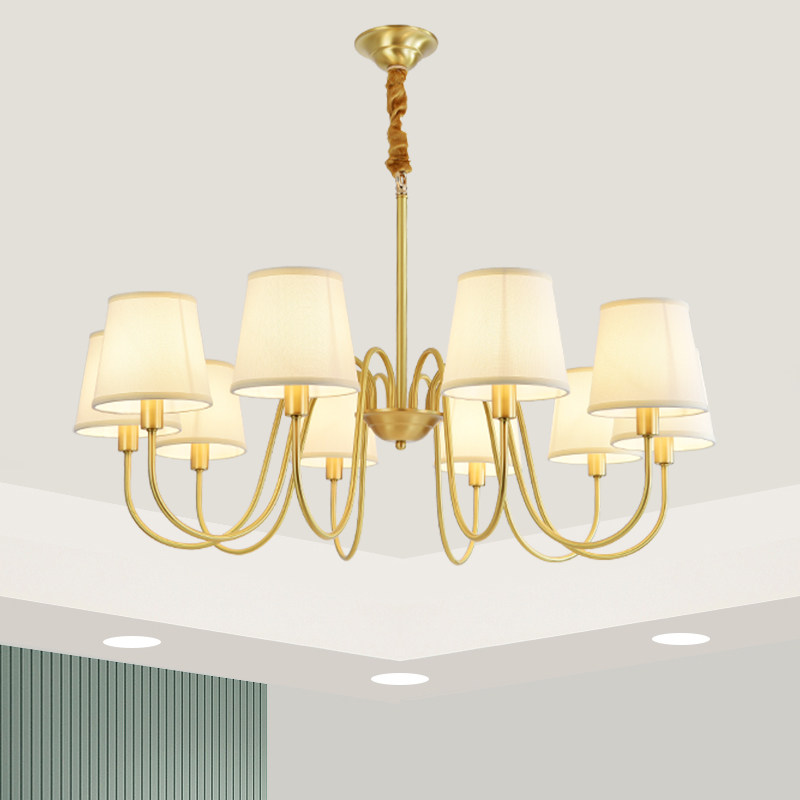 美式吊灯全铜客厅餐厅卧室主灯大气复古乡村欧式简约布艺主卧室灯,家装灯饰光源,客厅吊灯,淘宝优惠券,粉丝福利购,淘宝优惠卷