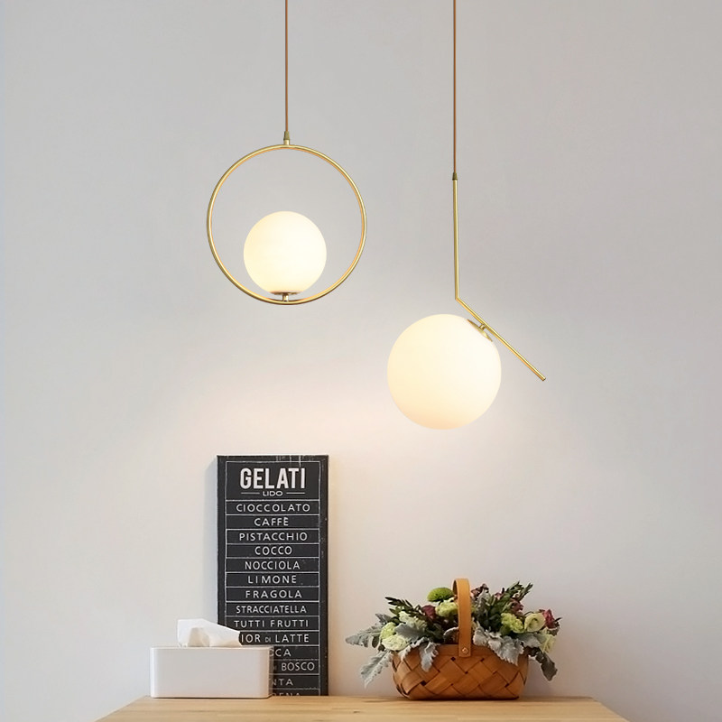 单头吊灯法式全铜餐厅吧台橱窗主灯奶油风圆球卧室床头遥控调光灯