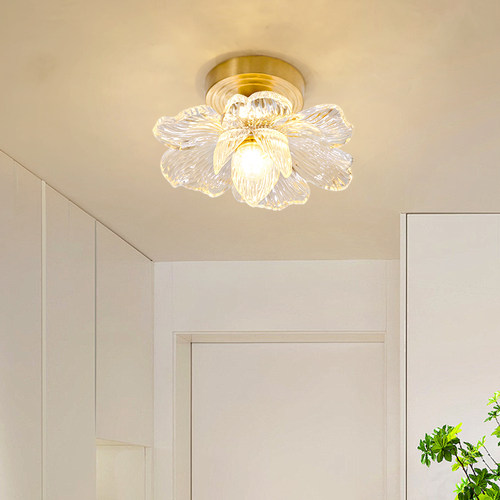 全铜走道灯法式田园走廊玄关化妆室干区阳台轻奢衣帽间花瓣花朵灯