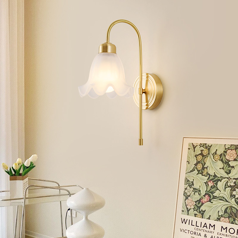 北欧全铜壁灯客厅电视背景墙卧室床头灯奶油风铃兰花朵法式墙壁灯,家装灯饰光源,壁灯,淘宝优惠券,粉丝福利购,淘宝优惠卷