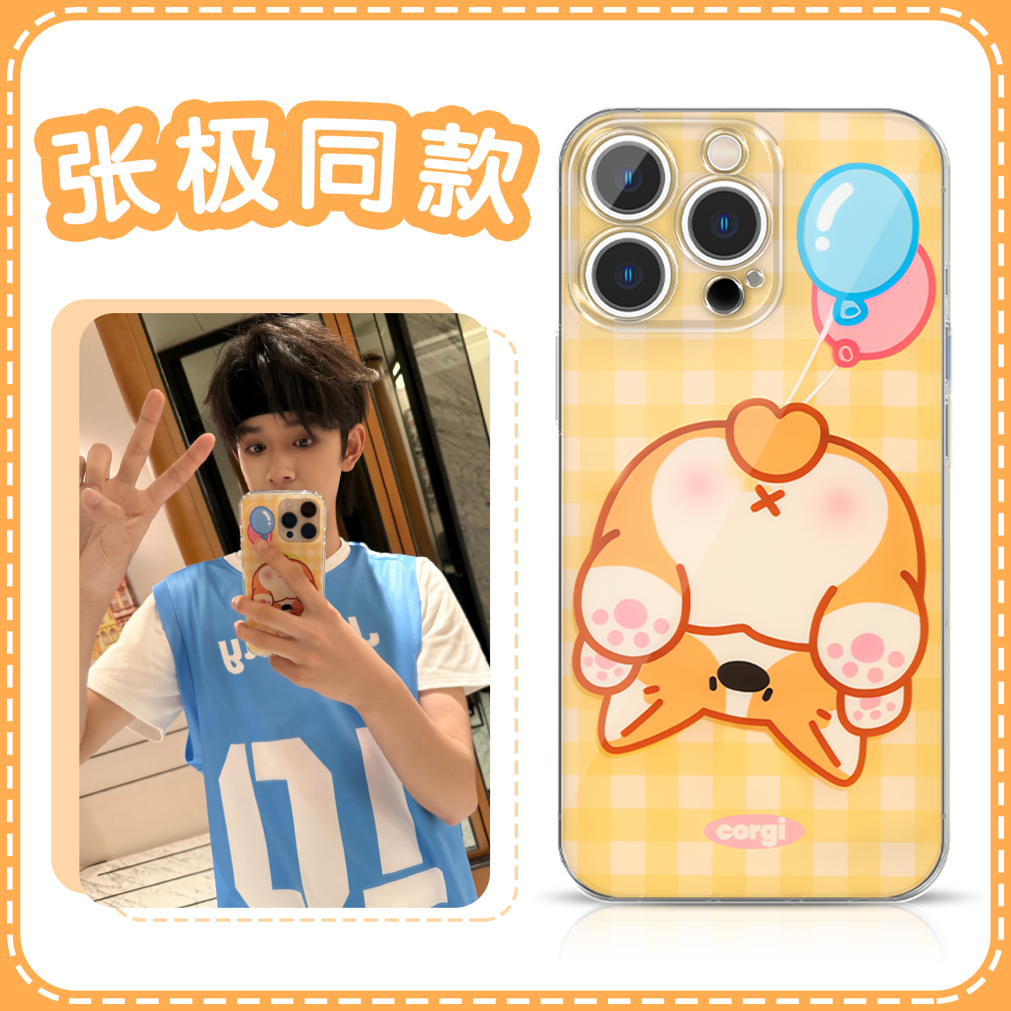 张极同款柯基小狗高透软壳