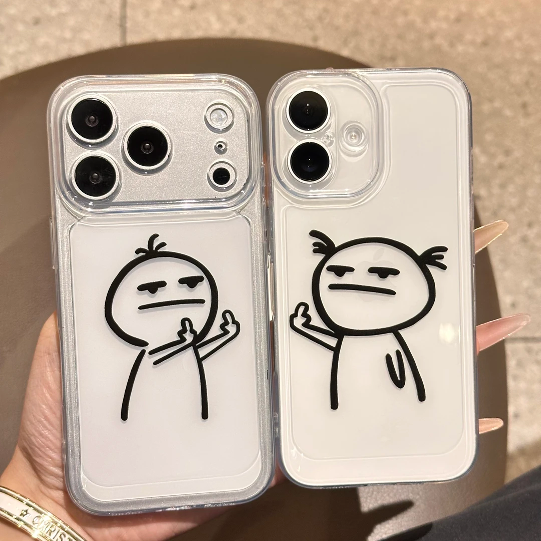 鄙视小人手机壳苹果17promax华为vivo情侣iPhone16pro小米15趣味OPPO搞怪14任意机型13一对12情侣款p创意适配