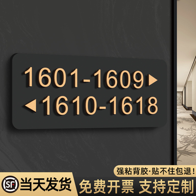 轻奢楼层标识牌箭头指示门牌定制商场办公室指引指向高档数字路标
