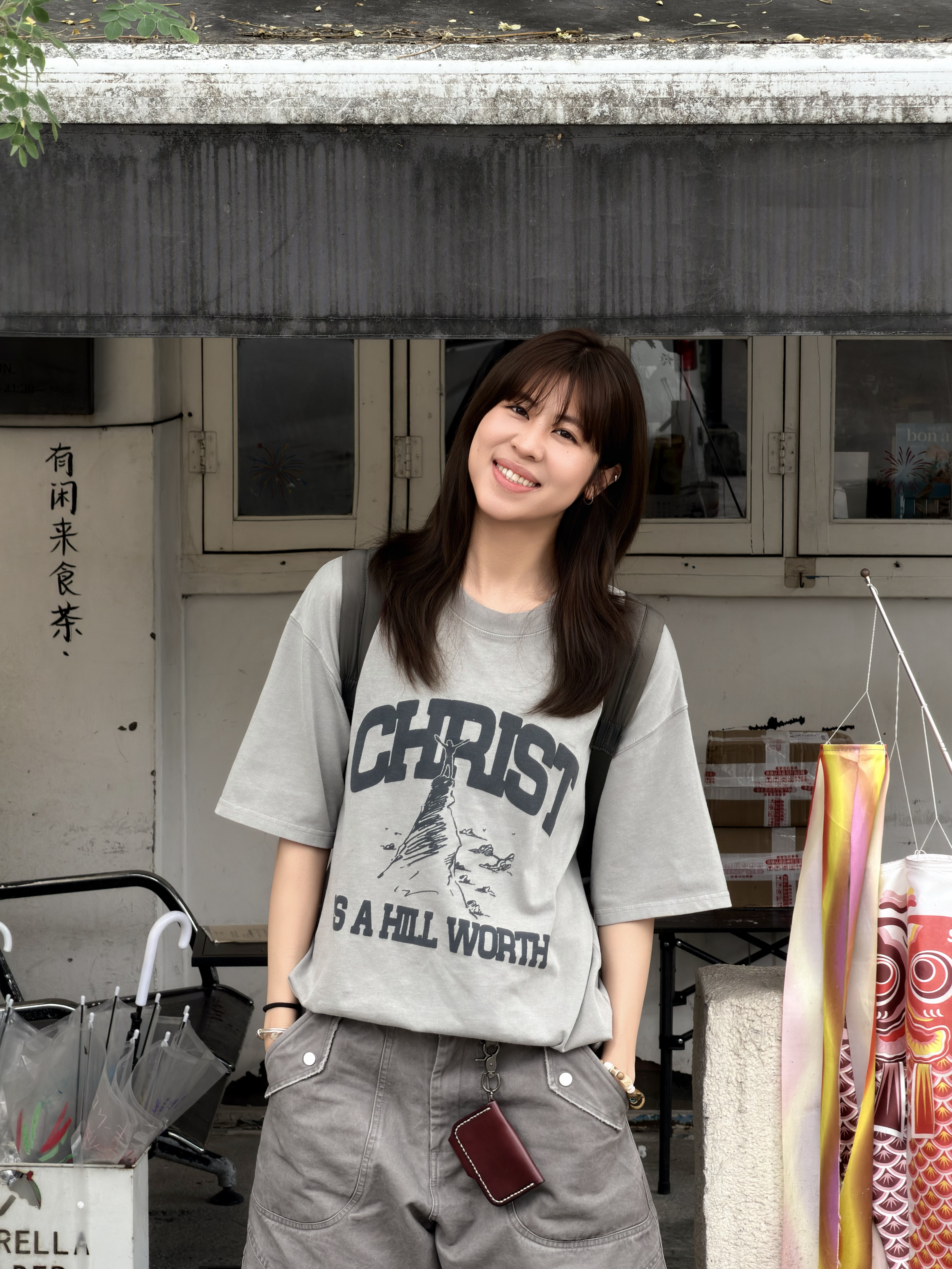 日系美式中性风男女水洗慵懒风字母印花宽松短袖T恤上衣图片