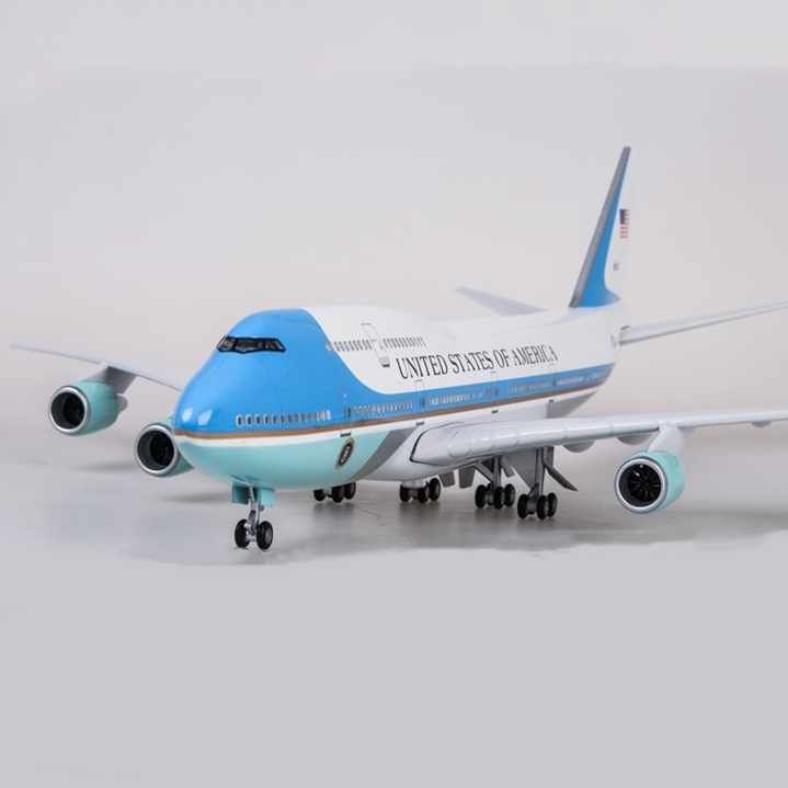 仿真飞机带灯带轮747美国空军一号客机模型航模民航玩具礼品摆件