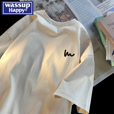 潮流百搭短袖t恤男wassuphappy