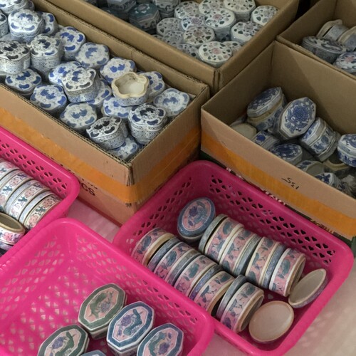 老库存手绘五彩青花瓷烟灰缸