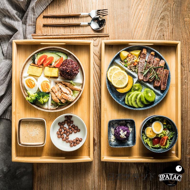 日本JP减脂月子餐盘餐具带托盘早餐盘分格用陶瓷盘子减肥餐盘套装