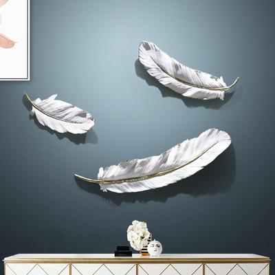 轻奢高端3D立体羽毛墙饰客厅入口背景墙饰挂件流行创意高端感