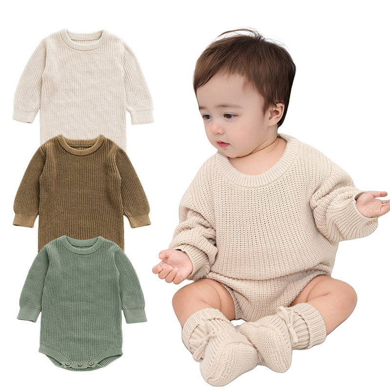 KIKOBABY欧美色系跨境品婴儿宝宝上衣针织哈衣连体衣