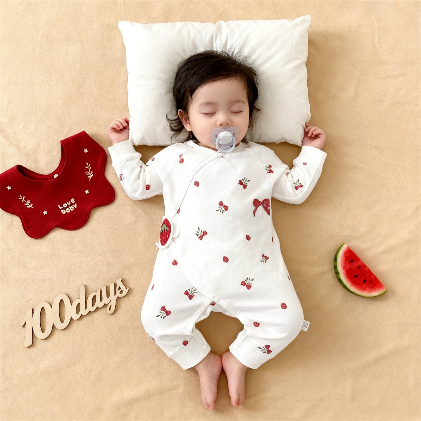 KIKOBABY新生儿服装纯棉蝴蝶衣围兜月子服可爱爬服婴儿棉质连体衣