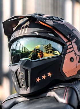 ILM摩托车头盔男全盔女机车复古头盔冬季半盔巡航四分之三拉力盔