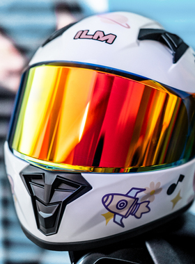 ILM摩托车头盔儿童男孩机车头盔全盔3C认证超轻头盔四季通用