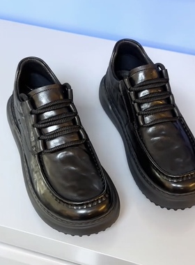 广州新款男士运动时尚百搭头层牛皮系带芒果型板鞋休闲男鞋-66806