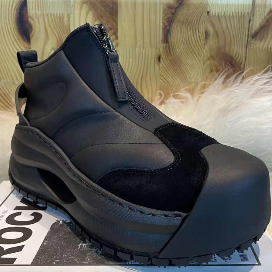 广州冬季季潮酷休闲厚底头层牛皮时尚厚底加绒面包大头鞋老爹男鞋