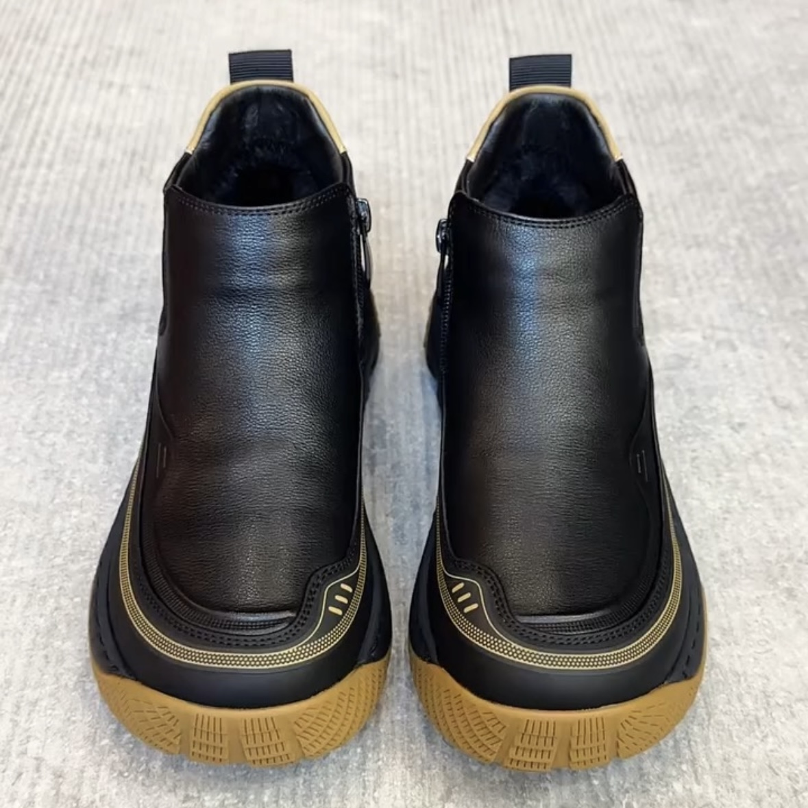 31661-广州新款棉鞋加绒冬季新款时尚潮流百搭厚底侧拉链休闲男鞋