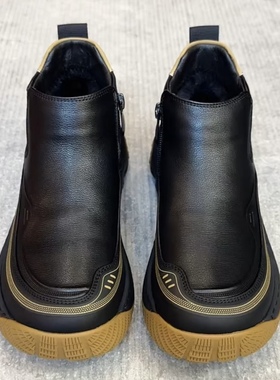 31661-广州新款棉鞋加绒冬季新款时尚潮流百搭厚底侧拉链休闲男鞋