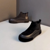 头层牛皮一脚蹬加绒短靴休闲简约百搭男鞋 广州秋冬款 潮流时尚 2838