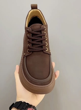 66810-15广州男士秋冬新款磨砂牛皮厚底休闲板鞋潮流时尚系带棉鞋